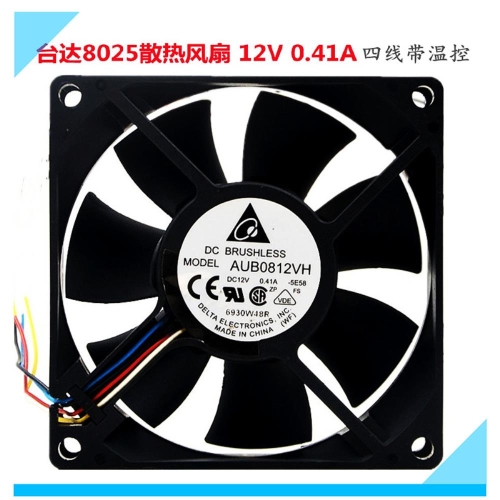 델타 8025 AUB0812VH 12V 0.41A 8CM 4선 PWM 온도 제어 섀시 팬_이미지