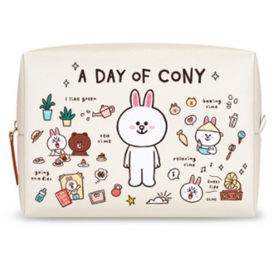 모노폴리 X 라인프렌즈 PU 사각 파우치 L (Daily Cony)