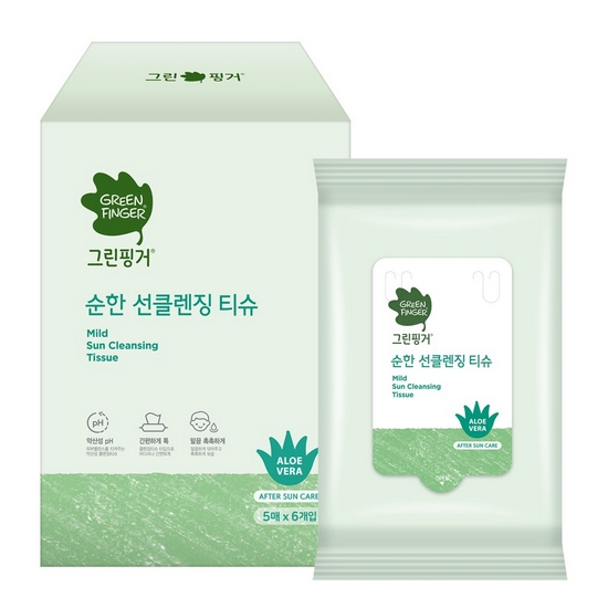 그린핑거 순한 선클렌징 티슈 5매 (6개)_이미지
