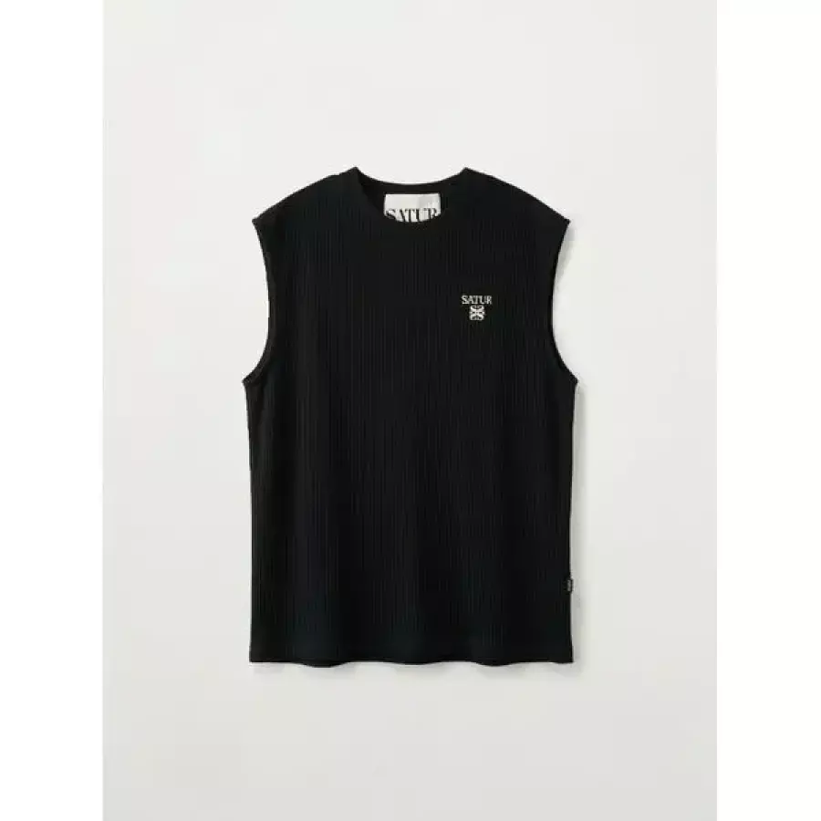 세터 크루넥 골지 슬리브리스 블랙 SA262MTS07 BLK_이미지
