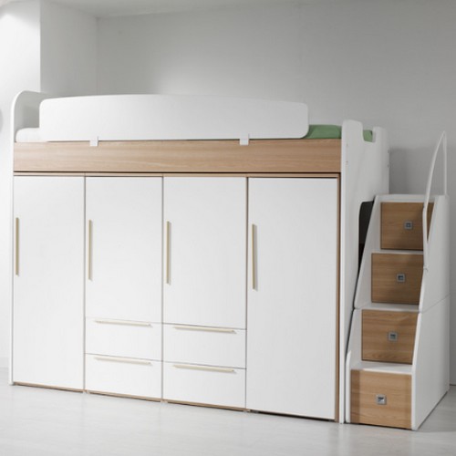 동서가구 공간활용 수납 옷장4세트 벙커침대 SS (매트별도)_이미지