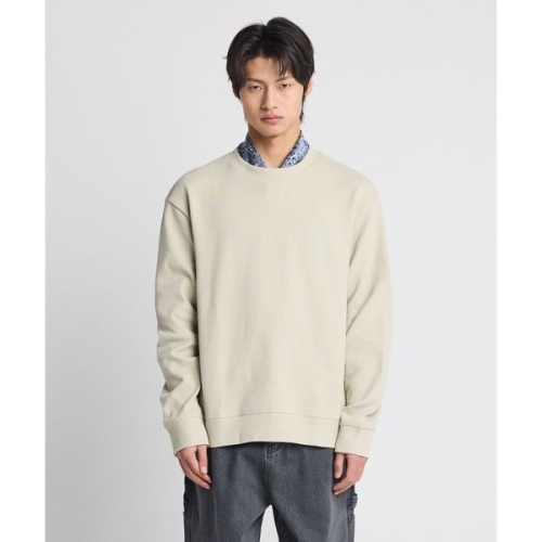 DIEMS 사선 조직 맨투맨 티셔츠_라이트 그린 세미오버핏 _DTSUA12CSQ_이미지