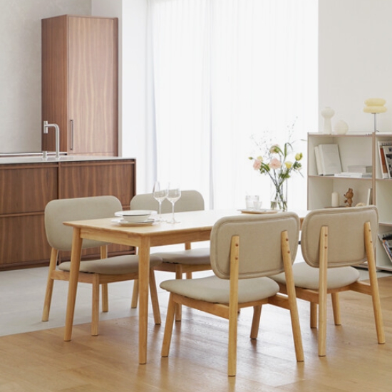 마루이 헤이즐 패밀리 리빙다이닝 원목 낮은 식탁 1800 (의자4개)_이미지