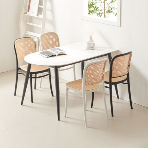 라로퍼니처 엘쉬 반타원 포세린 통세라믹 식탁 1350 (의자4개)