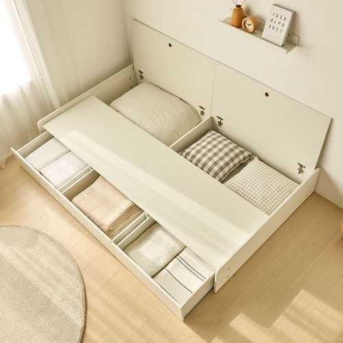 장인가구 원스 헤드리스 컬러핏 수납 침대 SS (매트별도)_이미지