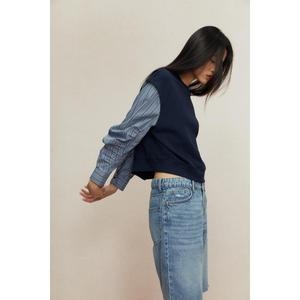 브랜드관 코쿤 슬리브 탑 네이비 블루/컬러블록 1252110002 339764