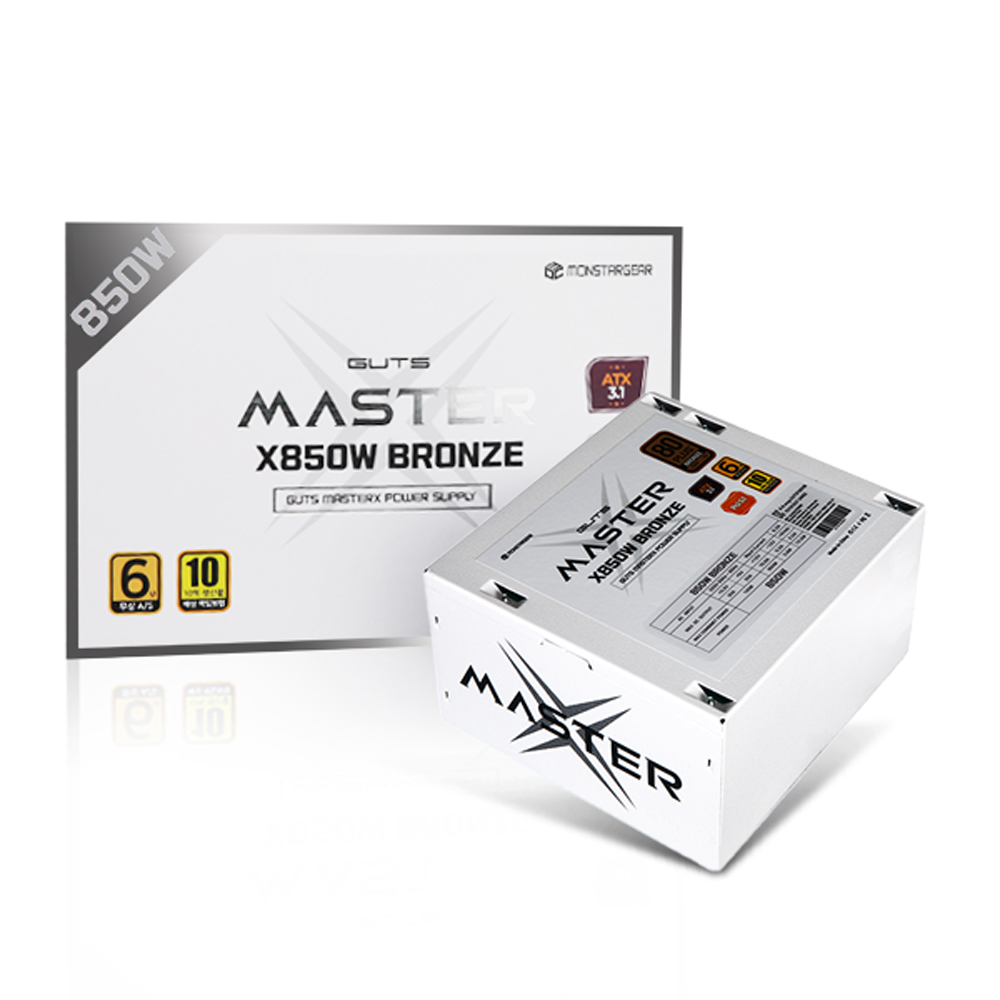 몬스타 가츠 MASTERX X850W 80PLUS브론즈 ATX3.1 화이트이미지입니다. 누르면 해당 게시물로 새창이동합니다.