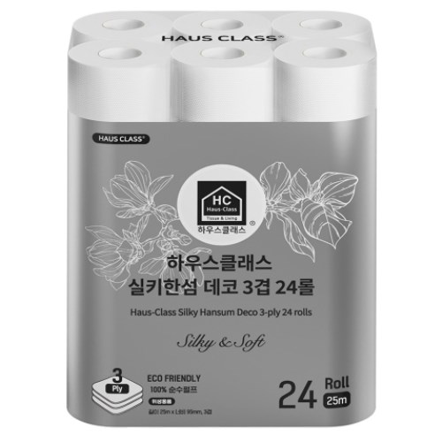 하우스클래스 실키한섬 데코 3겹 25m (24롤) (1팩)_이미지
