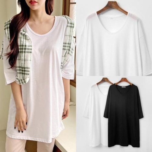 위쉬몰 IL 걸스솔리드반팔롱티셔츠 G569H407 빅사이즈 S17458230_이미지