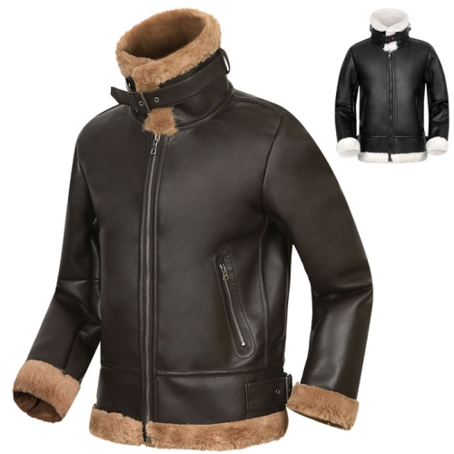 디바옴므 겨울 벨티드 하이넥 무스탕 점퍼 자켓