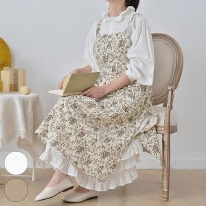 아이우먼 빅사이즈패션소품 R272L410 플라워패턴코튼앞치마 DG_이미지