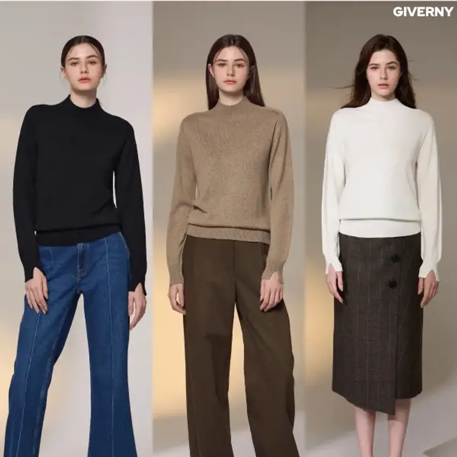 지베르니 울실크 블랜드 홀가먼트 모크넥 니트 3종 SET 384951 케이티알파쇼핑