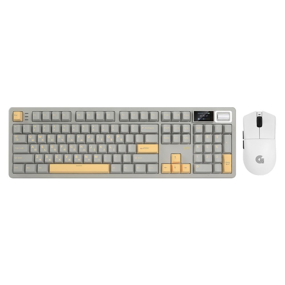 지클릭커 WMK800B 무선 기계식 키보드 마우스 세트 크레용옐로우 (도각도각)_이미지