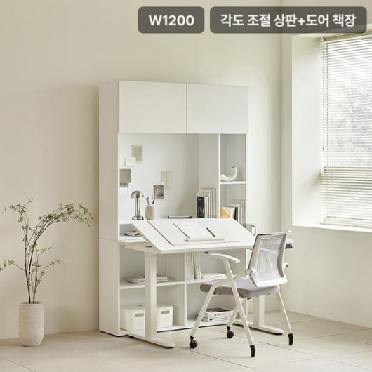 삼익가구 업핏 도어 책장 A타입 각도조절형 모션 스탠딩 책상[1200x600]