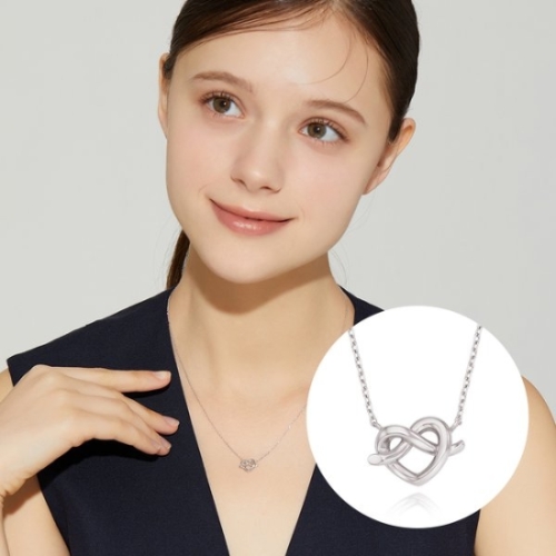 실버 하트 꼬임 목걸이 SC24C08T