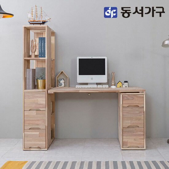 동서가구 네오 아카시아 원목 책장서랍 책상 (1000x600)_이미지