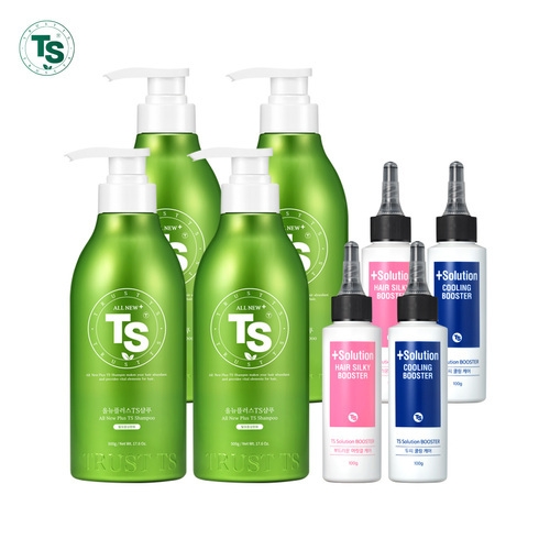 올 뉴 플러스 TS 샴푸 500g 4개+실키부스터 100g 2개+쿨링부스터 100g 2개 8종세트