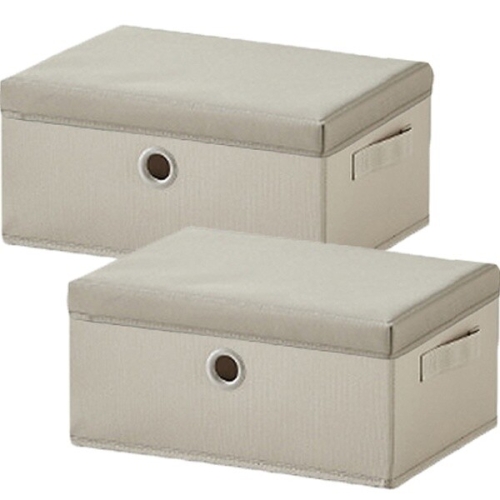 한샘 샘 폴리 수납바스켓 중 + 뚜껑 (2개)_이미지