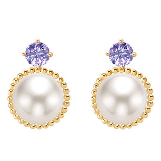 골드팡 14K 바이올렛코튼펄 귀걸이_이미지