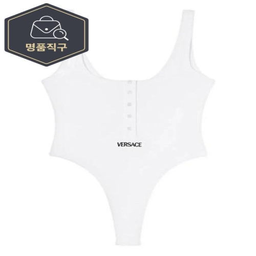 베르사체 로고 자수 리브 바디수트 10196881A09551 1B000 T_이미지