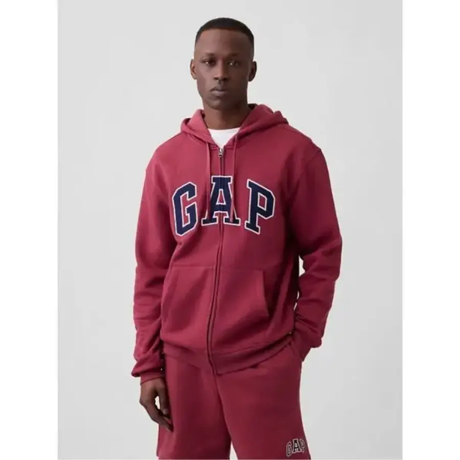 GAP 어덜트 성인 릴렉스드 로고 집업 후디 후드티 레드 클레이 11264489_이미지
