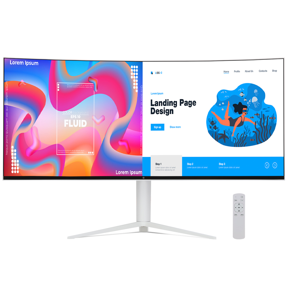 픽셀아트 PIXELART PAQ3830W 화이트 나노IPS BLACK 커브드 WQHD+ 멀티스탠드_이미지