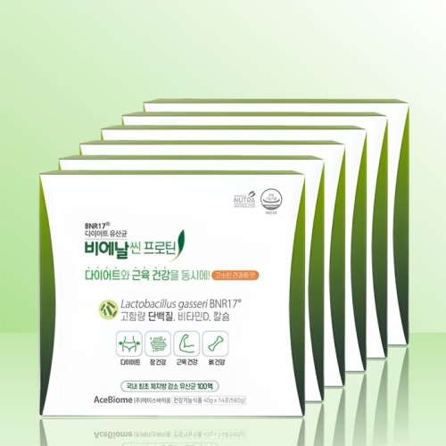 에이스바이옴 비에날씬 다이어트 유산균 BNR17 비에날씬 프로틴 40g 14포 (6개)_이미지