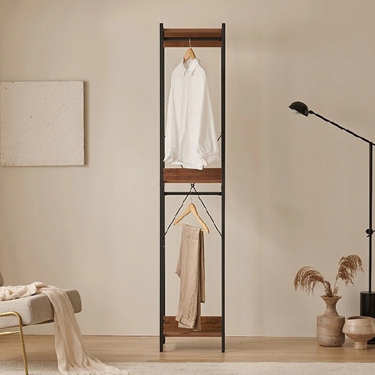 삼익가구 브랜티 2단 행거형 철제 드레스룸 시스템 옷장 400