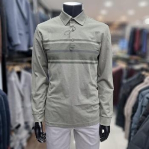 런던포그 HL01 카키 면 혼방 티셔츠 믹셀 블럭 긴팔 티셔츠 Losta904 S30466721