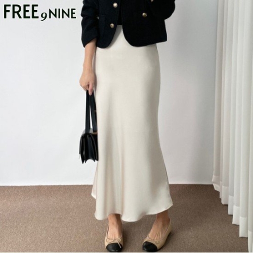 사틴 프리나인 밴딩스커트FRS43113A