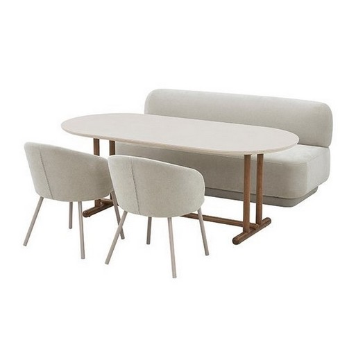 까사미아 알로 LDK 세라믹 식탁 1800 (일반형의자2개+벤치1개)_이미지