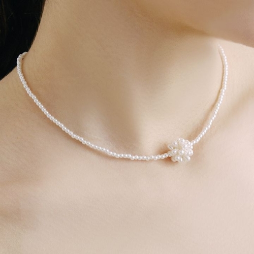 하스  HSU021 Floral pearl choker necklace
