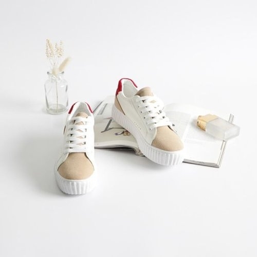 짝꿍닷컴 스웨이드 배색 컬러 스타일업 슬립온 WAT-8589D