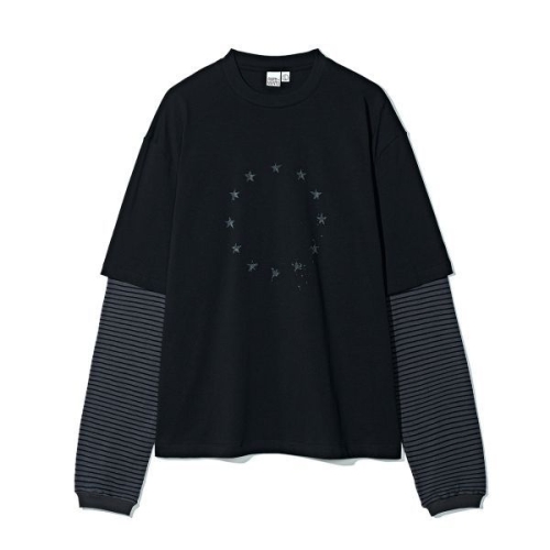 29일 배송 PARTIMENTO 서클 스타 레이어드 롱 슬리브 블랙 PY-25266 BK 267634