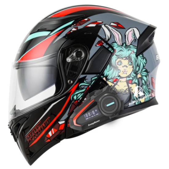 킥커머스 오픈페이스 블루투스 레빗걸 오토바이 헬멧