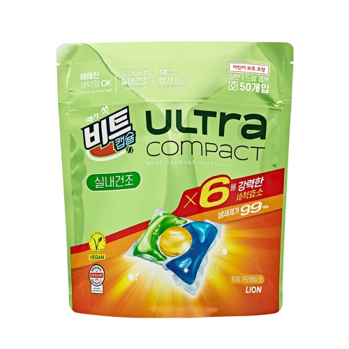라이온코리아 비트 울트라 콤팩트 실내건조 힐링 카모마일향 50개입