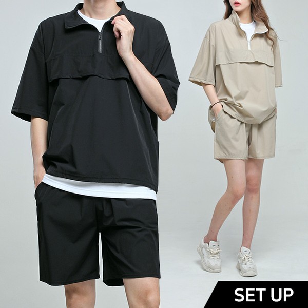 탑보이 오버핏 아노락 반팔티 반바지 셋업 LC085