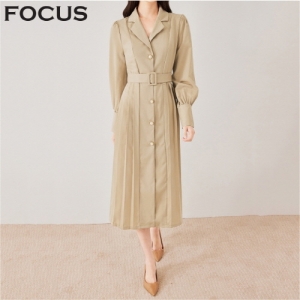  포커스 진주버튼플리츠원피스_VF3F1OP3101