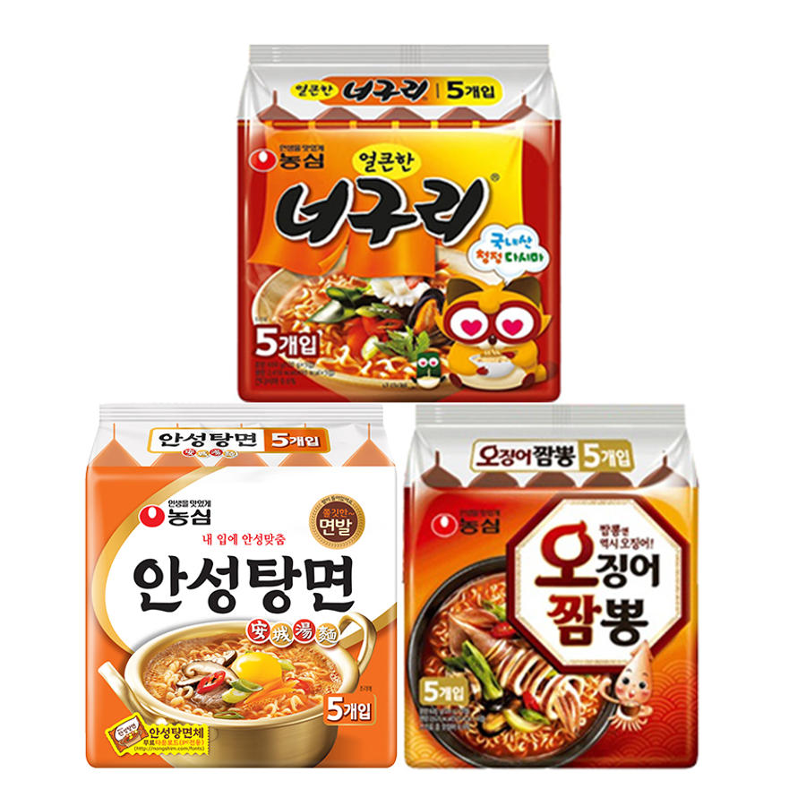 농심 오징어짬뽕5개 + 안성탕면5개 + 얼큰한너구리5개_이미지