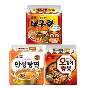농심 오징어짬뽕5개 + <b>안성탕면</b>5개 + 얼큰한너구리5개