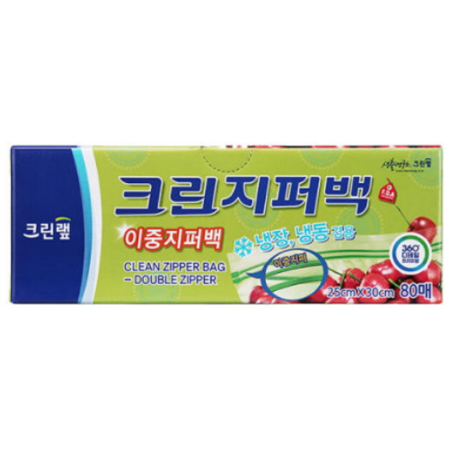 크린랲 크린 이중지퍼백 25x30cm (대) 80매 (1개(80매))_이미지