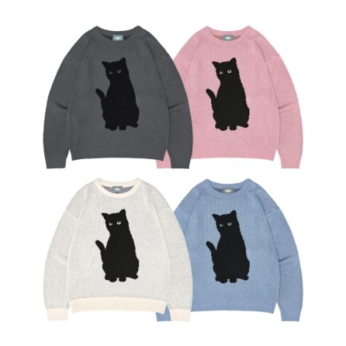 누지 랩스 비디오자키 검은 고양이 니트 스웨터 4컬러 1913198