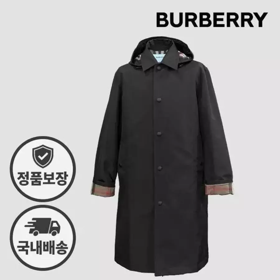 버버리 후드 트렌치코트 블랙 156409997_이미지