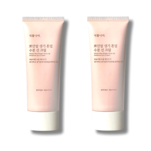 식물나라 뽀얀쌀 생기 톤업 수분 선 크림 100ml (2개)