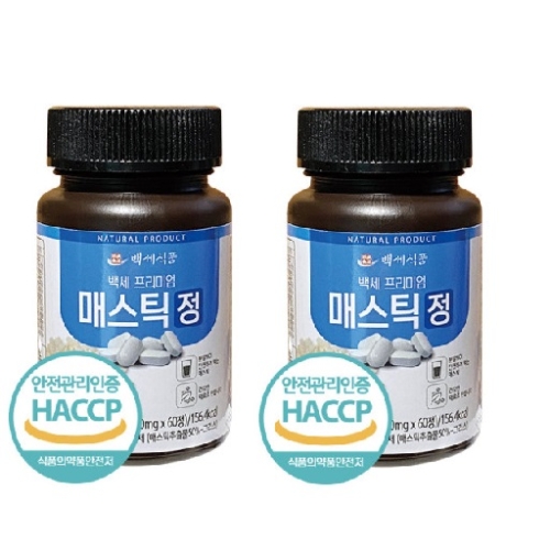 백세식품 매스틱정 프리미엄 600mg 60정 (2개)