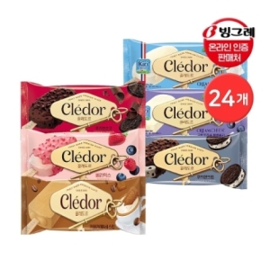 끌레도르 아이스크림 바 24개 / 베리믹스 크림치즈 쿠키앤크림 쿠키앤초코 블루베리 카페라떼