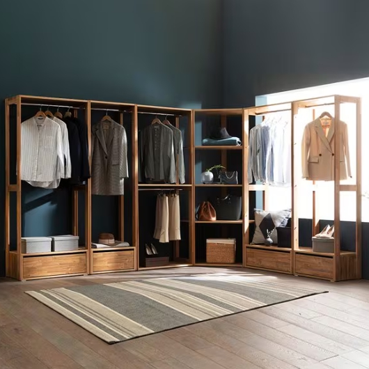 장인가구 세이 원목 옷장 1단서랍 선반 코너형 드레스룸 4200