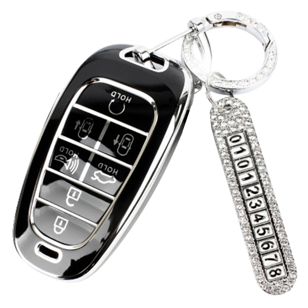 지엠지모터스 TPU 스마트키 케이스 AH-07 + 전화번호 스트랩 세트_이미지