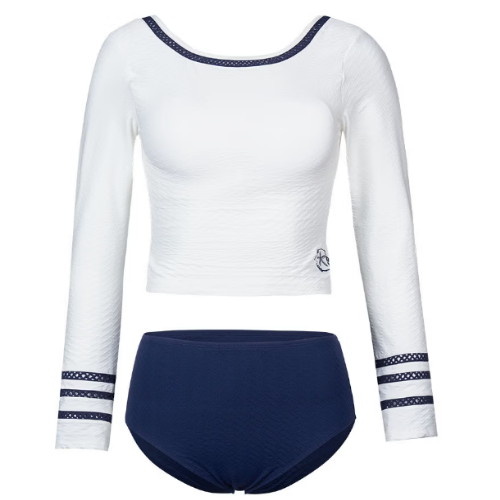 코랄리크 여성 솔라 자카드 래쉬가드 세트 화이트