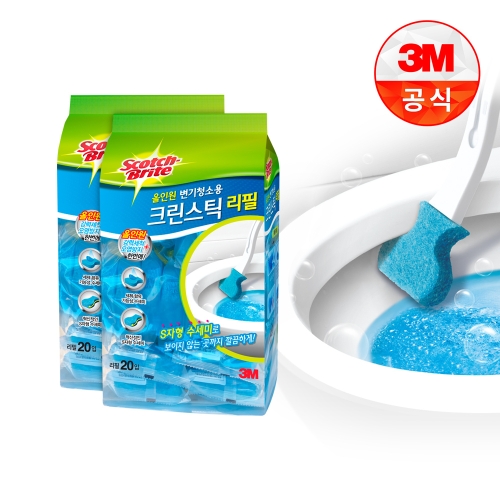 스카치브라이트 크린스틱 올인원 변기청소 리필 20입 2개 총 40입이미지입니다. 누르면 해당 게시물로 새창이동합니다.